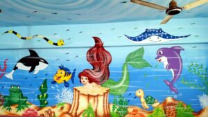 Beautiful Sea Fish Wall Art Painting For Play School