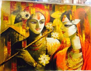 Colorful Radha Krishna Canvas Paintings