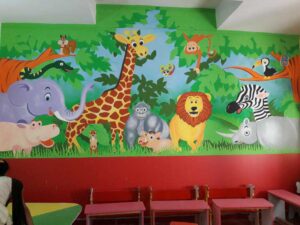 Jungle Wall Art Painting For Classroom In Play School