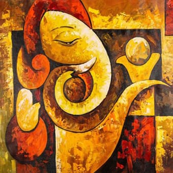 Lord Ganesha Religious Canvas Paintings