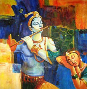 Radha Krishna Colorful Canvas Paintings